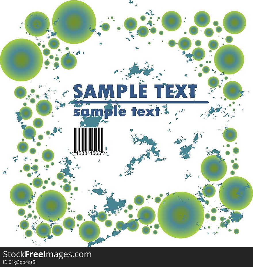 Grungy vector design of circles with barcode. Grungy vector design of circles with barcode