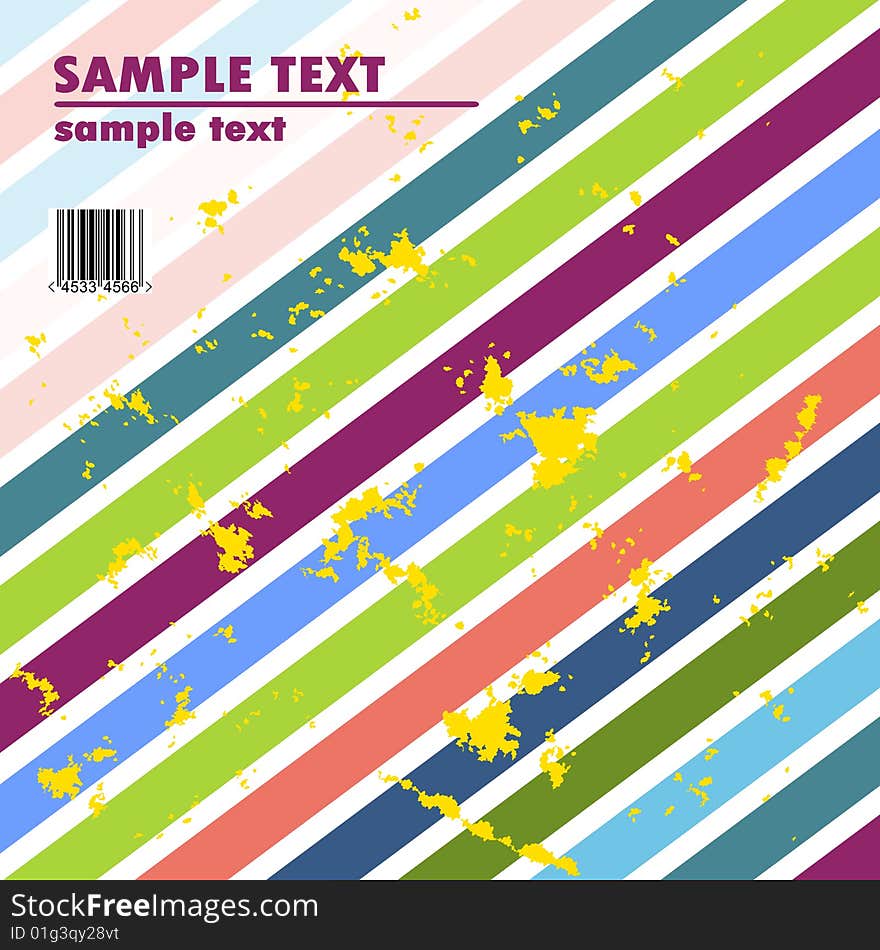 Grungy vector design of stripes with barcode. Grungy vector design of stripes with barcode