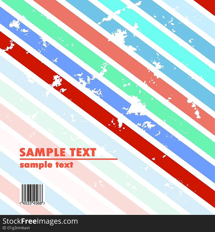 Grungy vector design of stripes with barcode. Grungy vector design of stripes with barcode