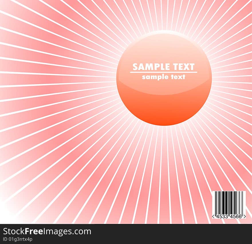 Red glossy sphere with sunburst rays. Red glossy sphere with sunburst rays