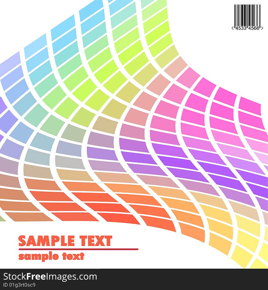 Bended colorful mosaic design with barcode. Bended colorful mosaic design with barcode