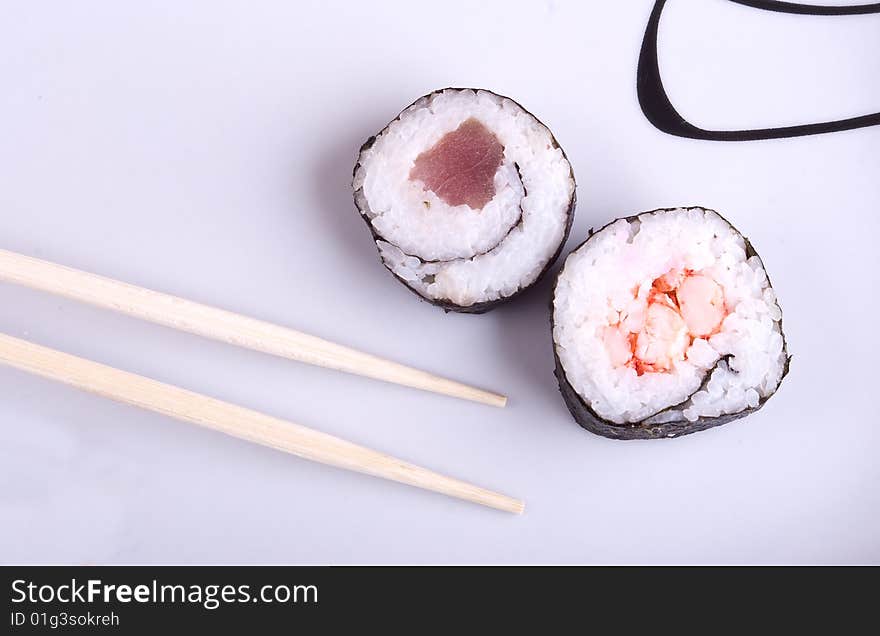 Prepared sushi on the plate