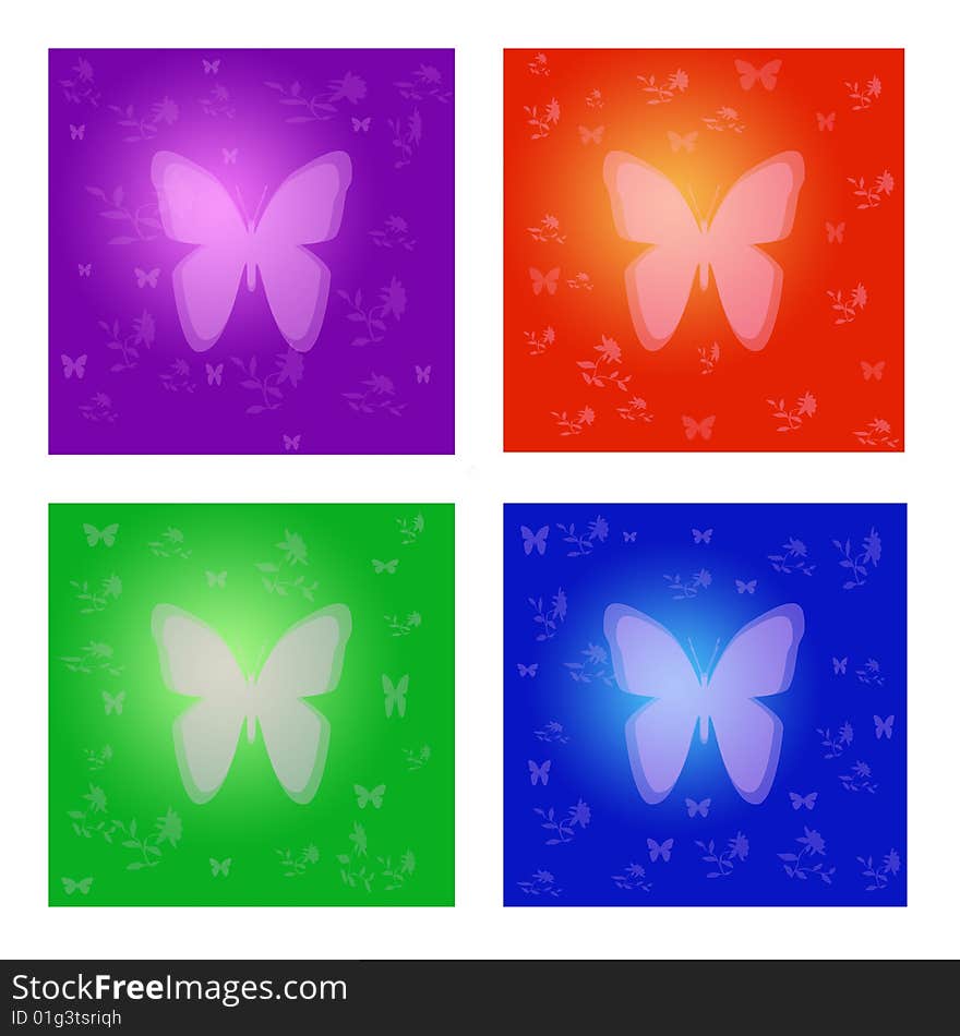 Set of colored butterfly banners