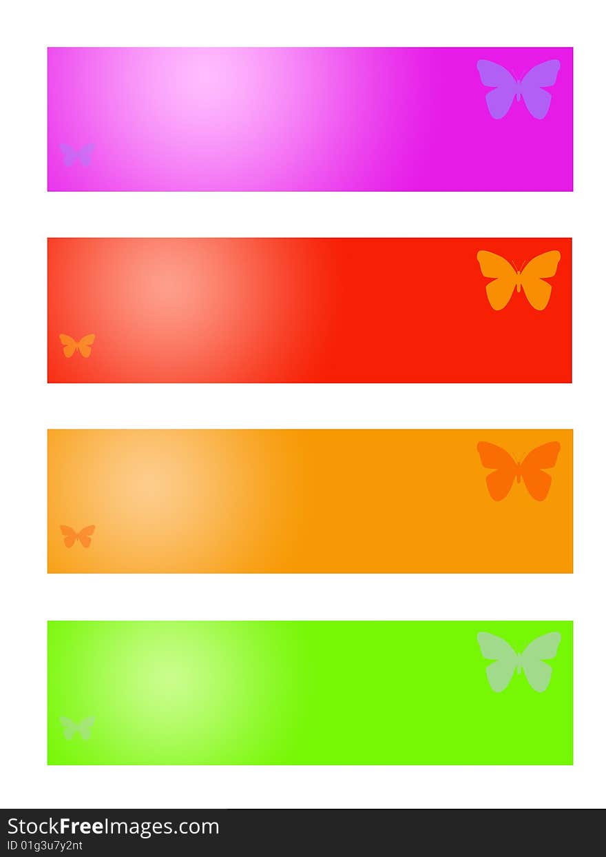 Set of colored butterfly banners