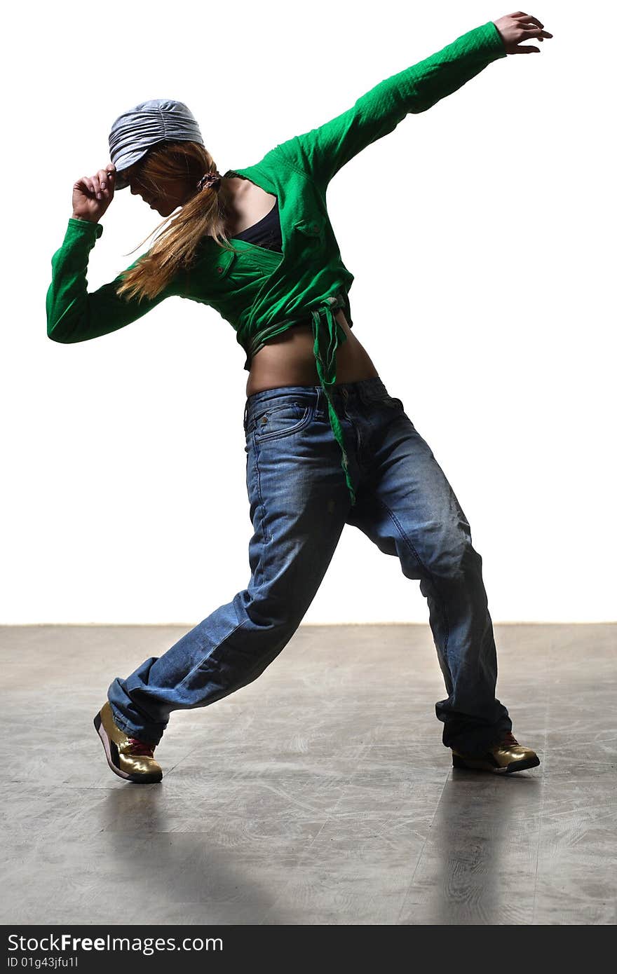 Stylish and young modern style dancer is posing