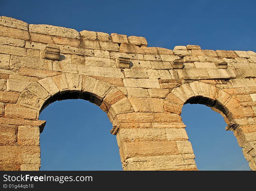 Architecture stone arch from Verona's Roman Arena. Architecture stone arch from Verona's Roman Arena