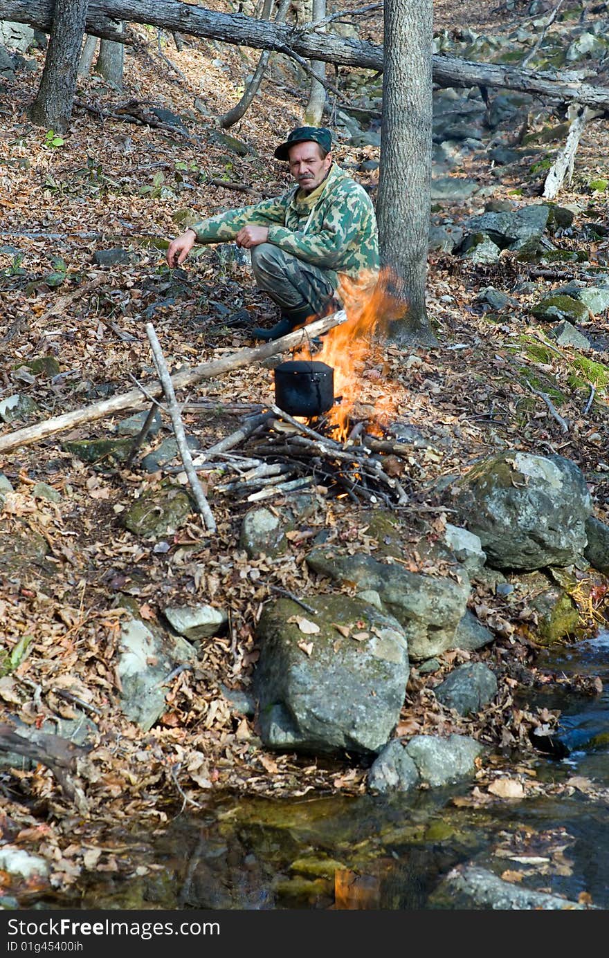 Man at Bonfire 3