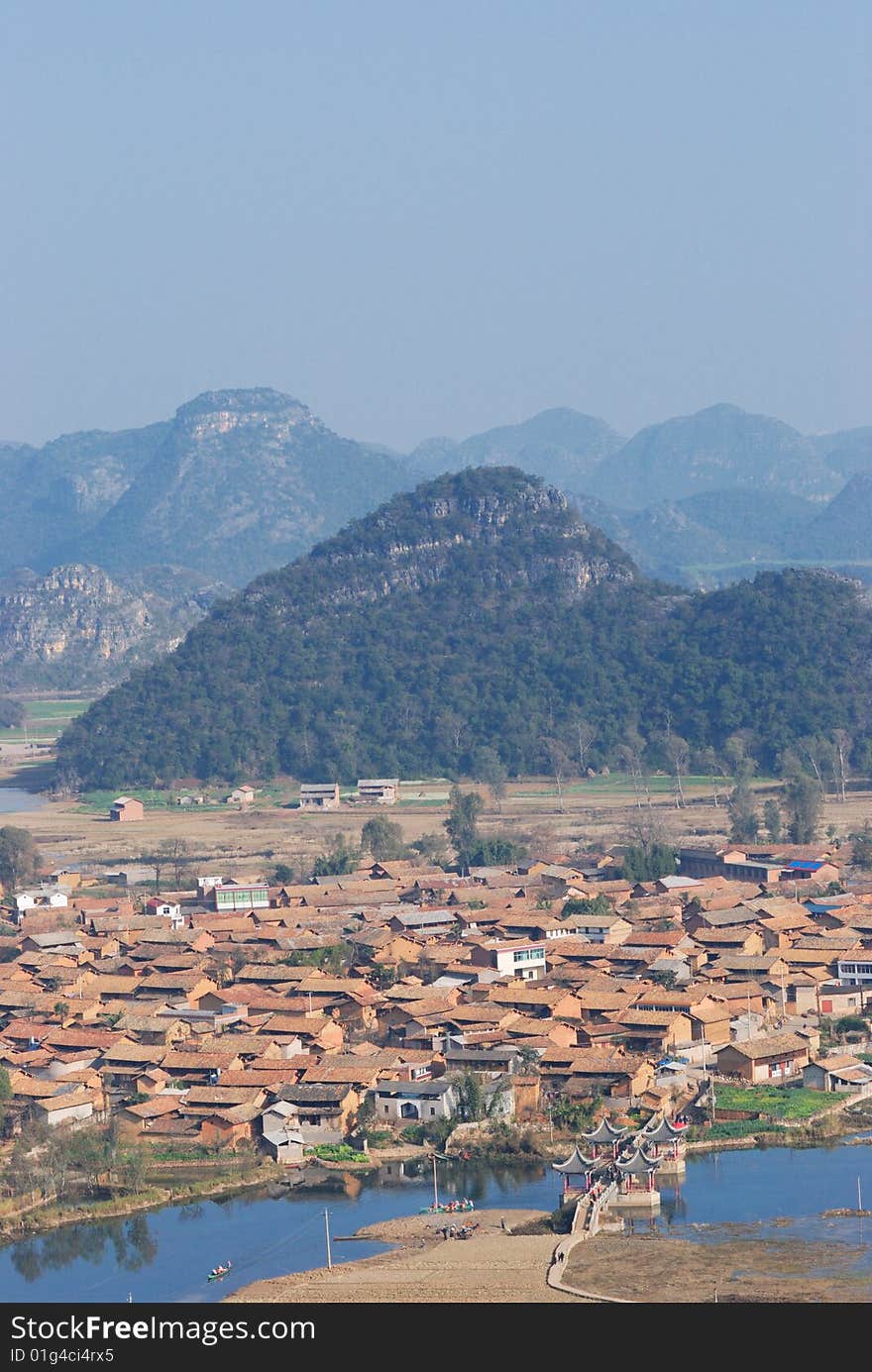 In the mountain bosom, has a very big beautiful village. In the mountain bosom, has a very big beautiful village