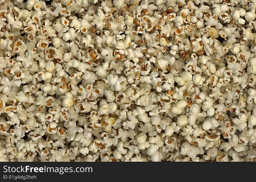 Scan of popped popcorn sometimes eaten in movie theaters