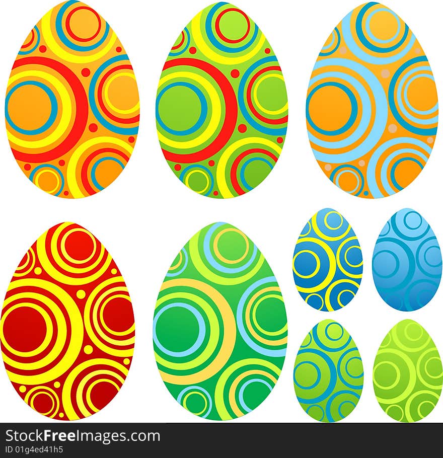 Icon set vector multicolored easter eggs