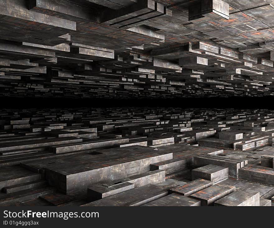 Abstract background with dirty boxes, high quality 3d render