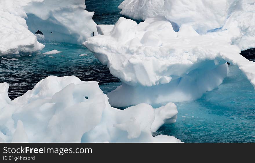 Unusual ice formations off the Antarctic peninsula. Unusual ice formations off the Antarctic peninsula.