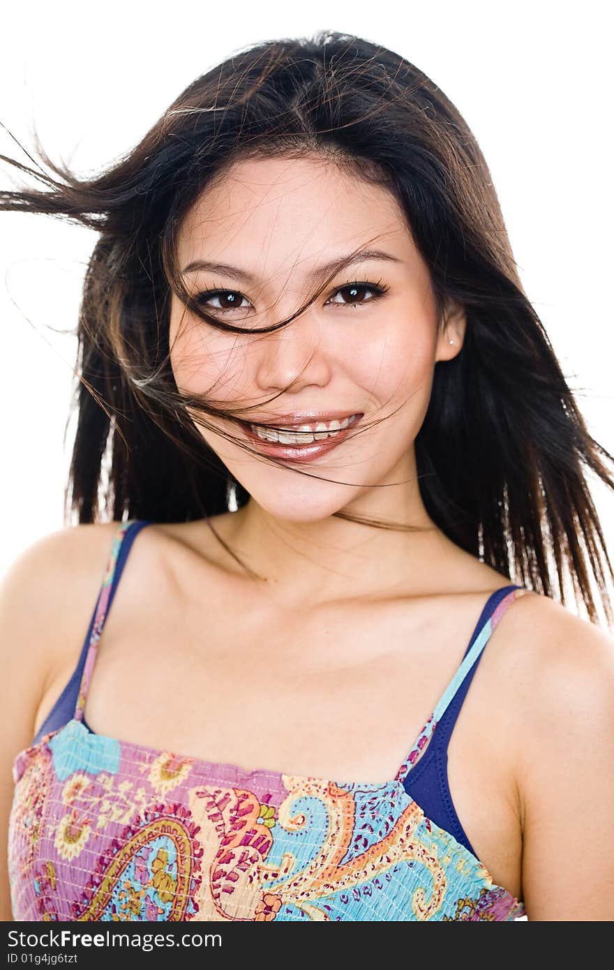 Happy smiling asian young woman face expression. Happy smiling asian young woman face expression