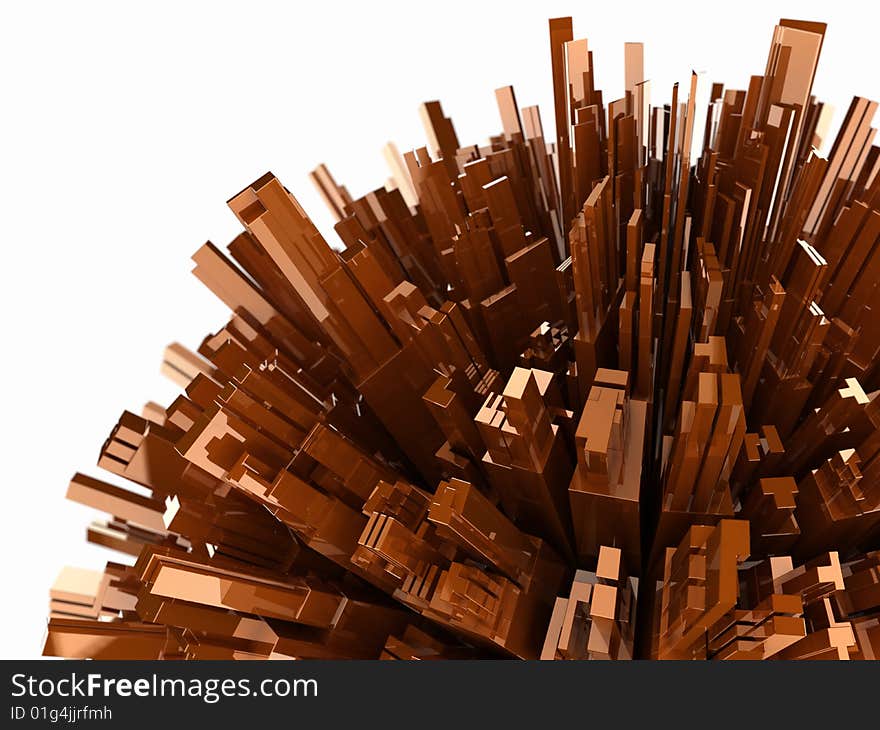 Abstract background with plastic blocks, 3d render with depth of field, isolated on white. Abstract background with plastic blocks, 3d render with depth of field, isolated on white