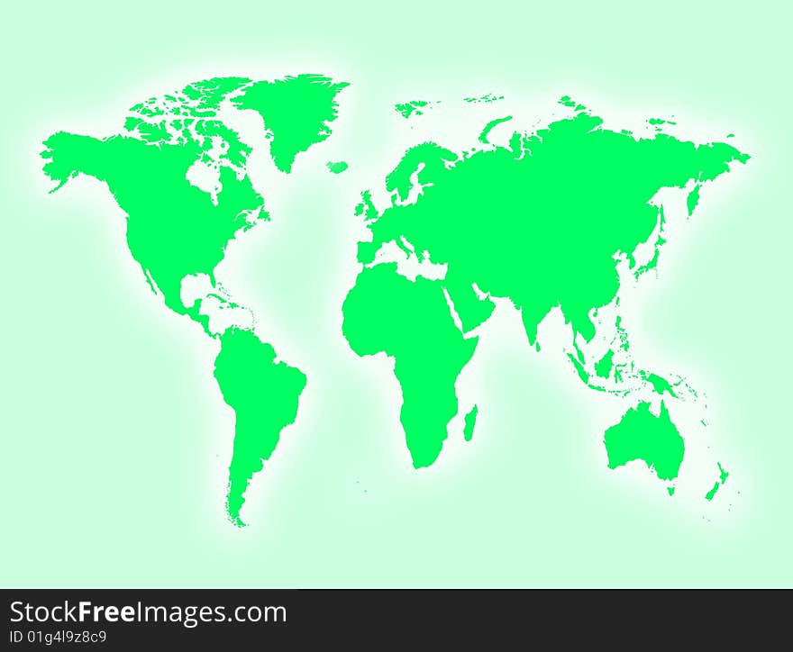 World map to represent countries and continents