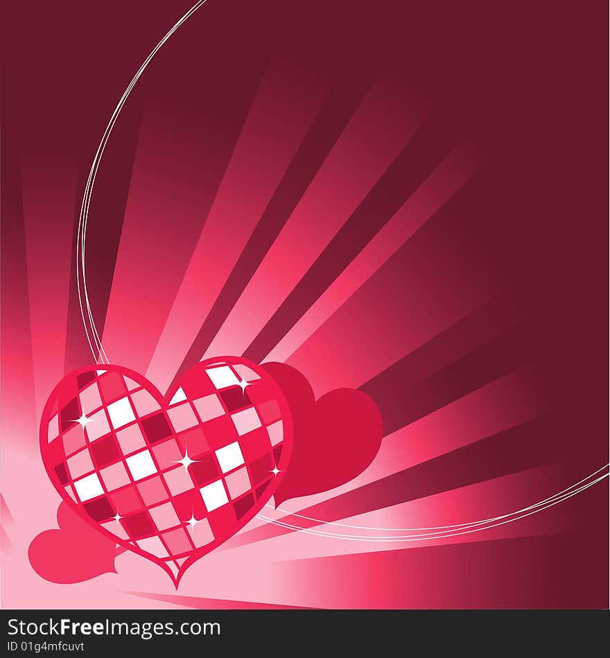 Vector illustration of Valentine's Day background, decorated with beautifull hearts.