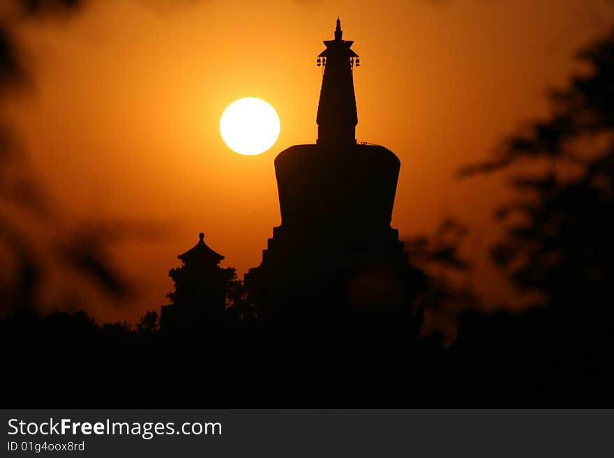 The temple in Beijing on the background sun. The temple in Beijing on the background sun.