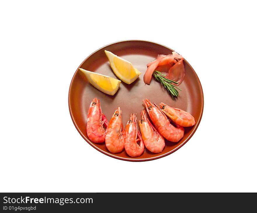 The Boiled prawns with juice of the lemon and root of ginger intensify the taste a beer. The Boiled prawns with juice of the lemon and root of ginger intensify the taste a beer.