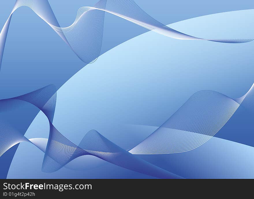 Abstract composition consisting of lines and shapes on a blue background. Abstract composition consisting of lines and shapes on a blue background