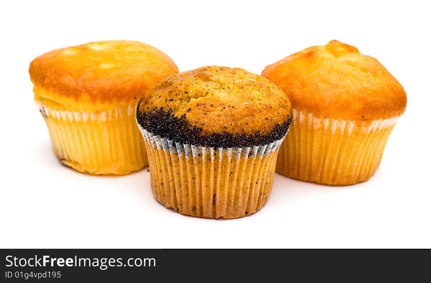 Three Muffins Isolated On White