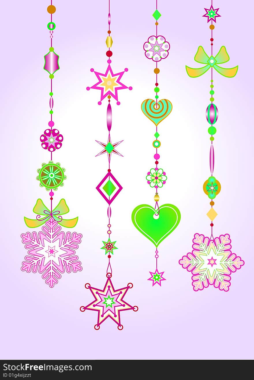 Vector Illustration of Decorative Wind Chimes with fanky snowflake shapes design