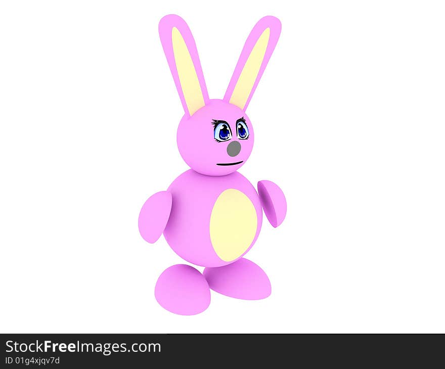 3d render of pink bunny. Isolated on white background.