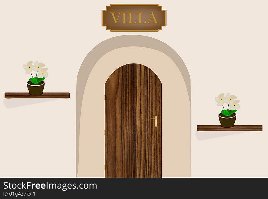 Wellcome to villa in this graphic illustration.