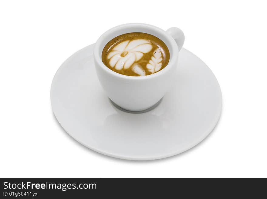 Coffee cup, art espresso. Isolated on white