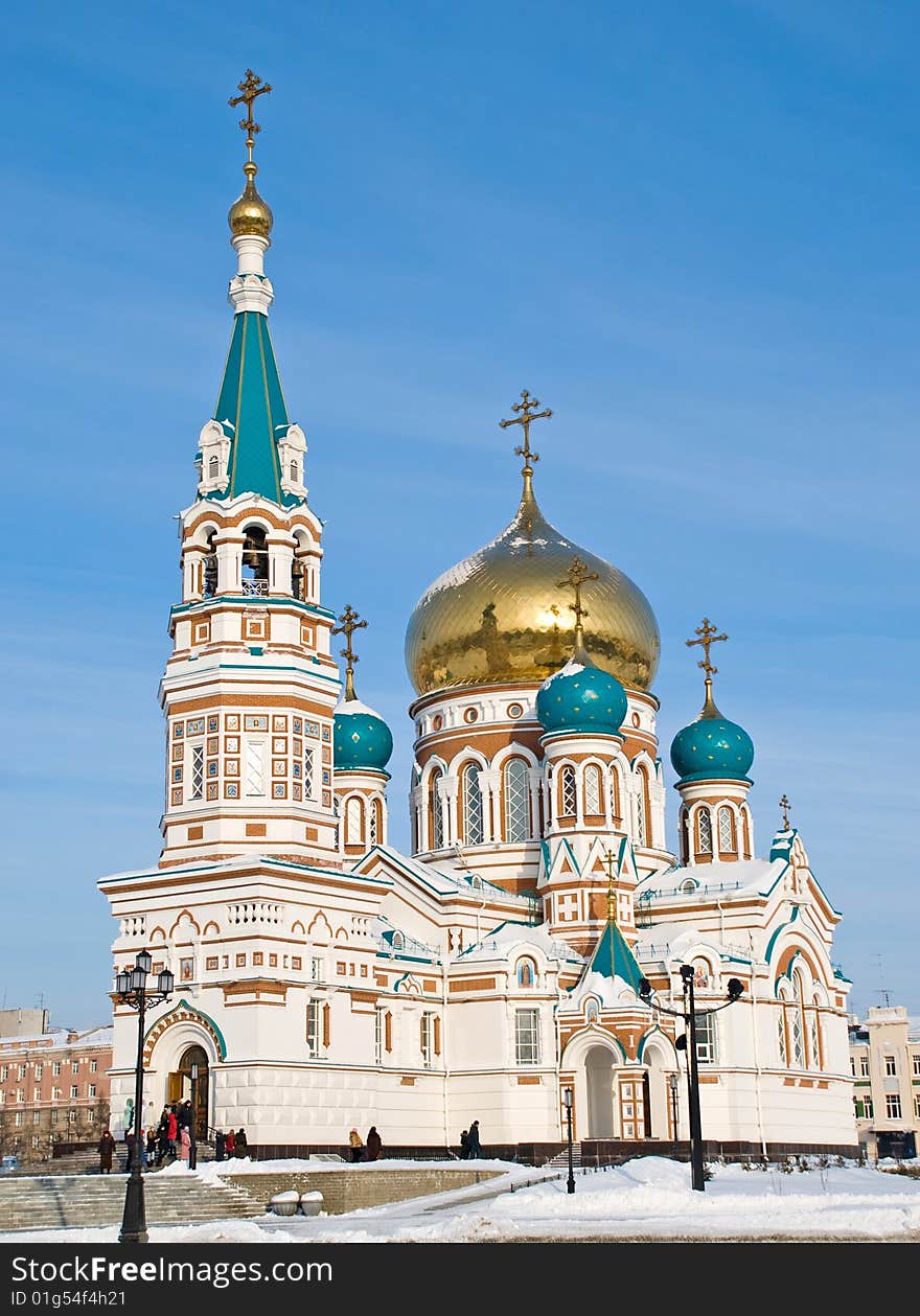 Christian cathedral in Omsk city