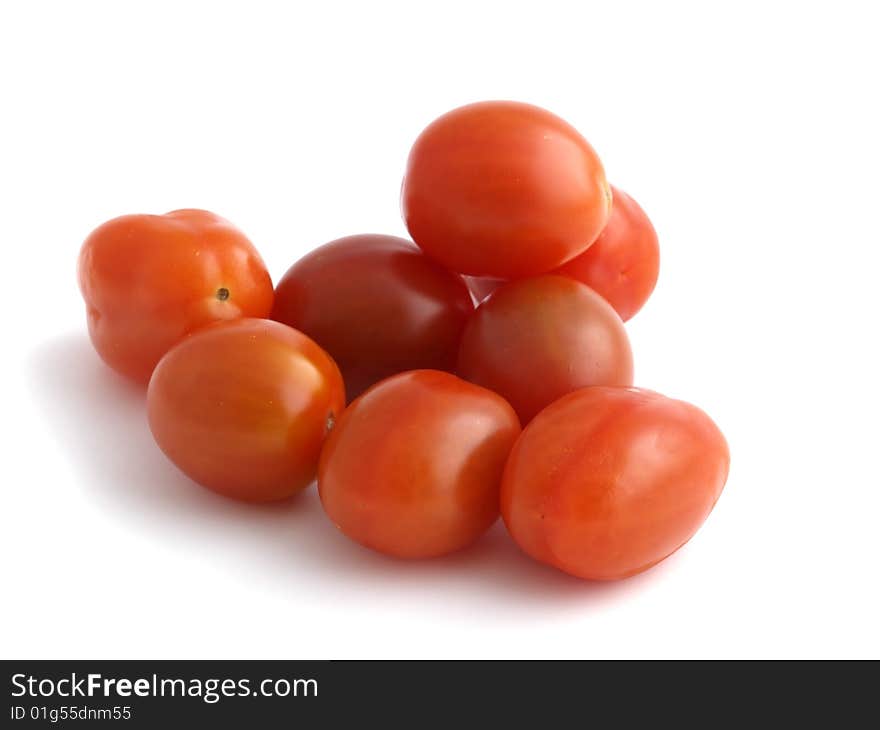 Cherry tomatoes isolated on white background