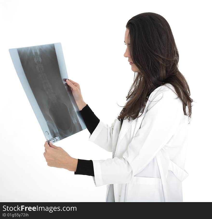 Female doctor checking x ray image