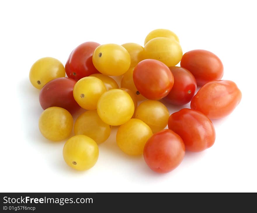 Cherry tomatoes isolated on white background