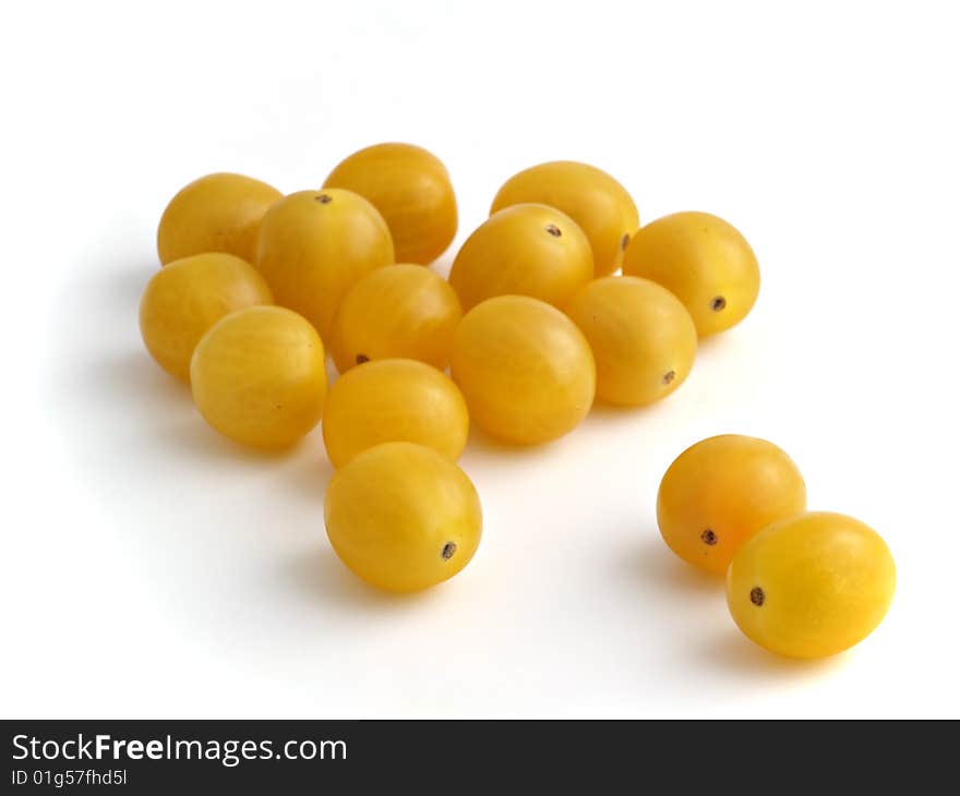 Cherry tomatoes isolated on white background