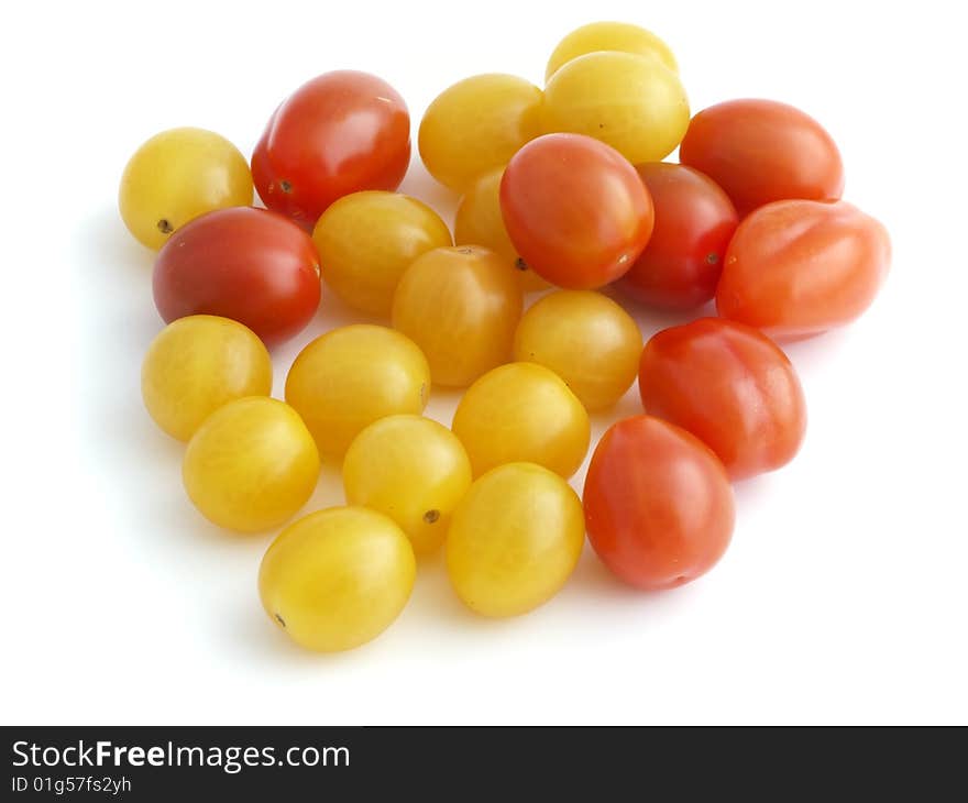 Cherry tomatoes isolated on white background