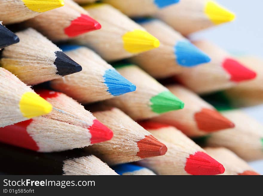 View of colored pencils,macro