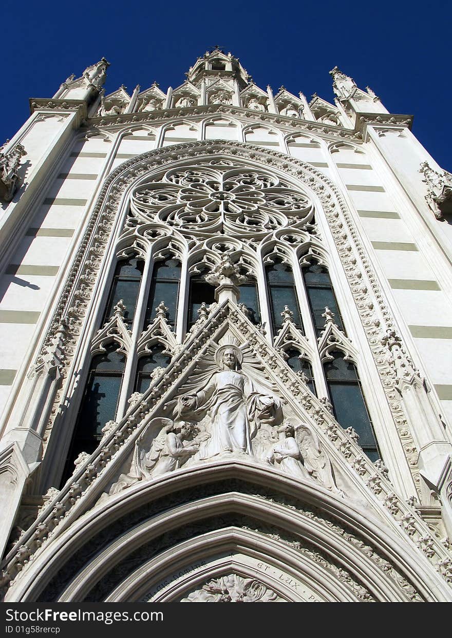 Facade of old church in Gothic style