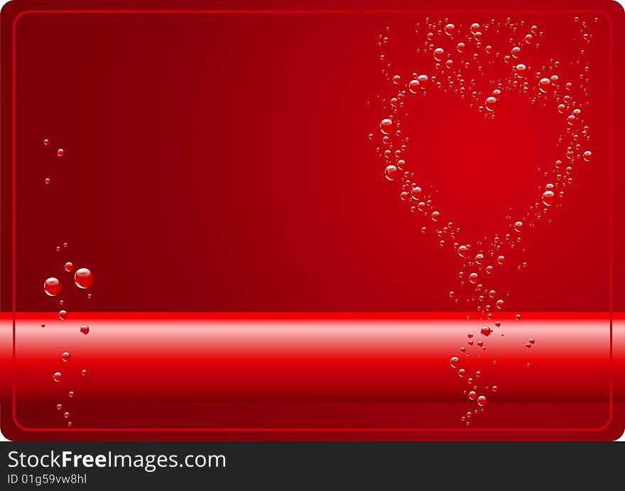 Heart from bubbles on red background. Additional vector format in EPS (v.8).