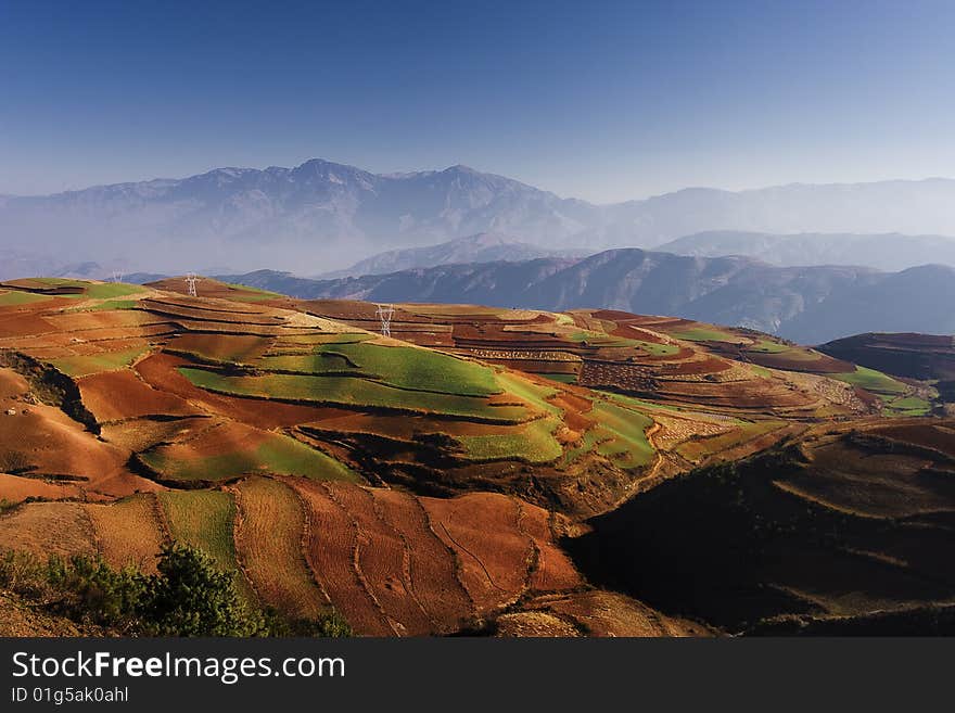 The land in red very of beauty, Dong Chuan in Yunnan county. The land in red very of beauty, Dong Chuan in Yunnan county