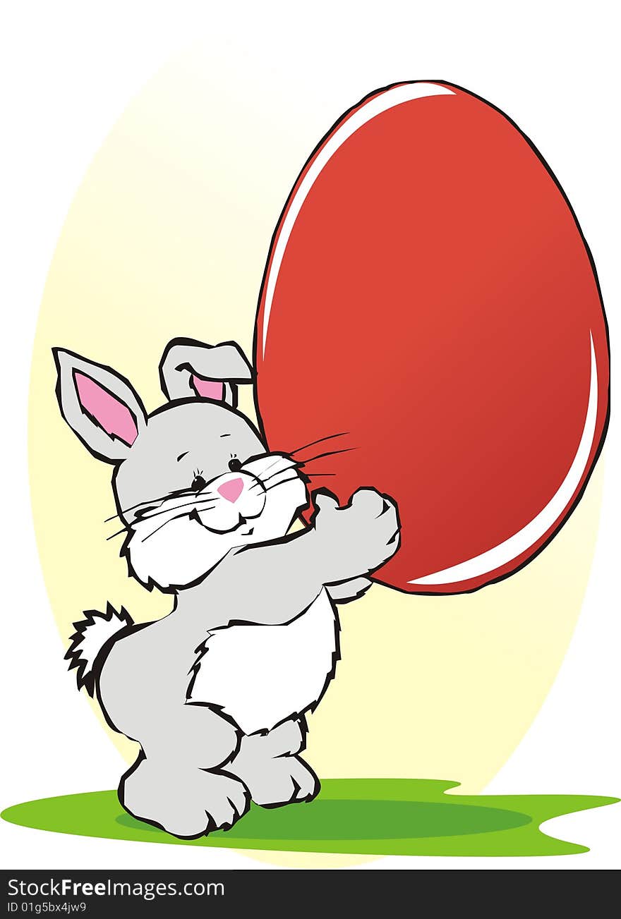 Bunny and red egg illustration. Bunny and red egg illustration