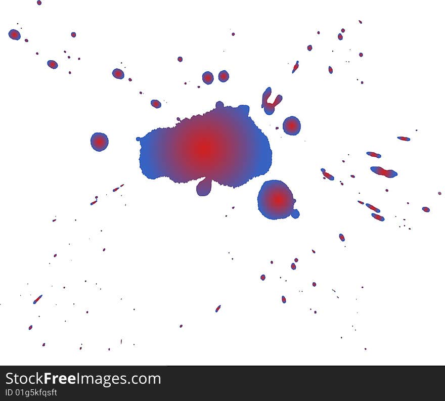 Photo of the sprayed colored blots on a white background. Photo of the sprayed colored blots on a white background.