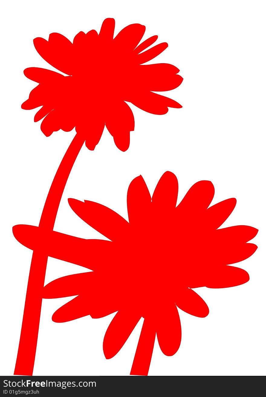 Red Daisy Silhouettes