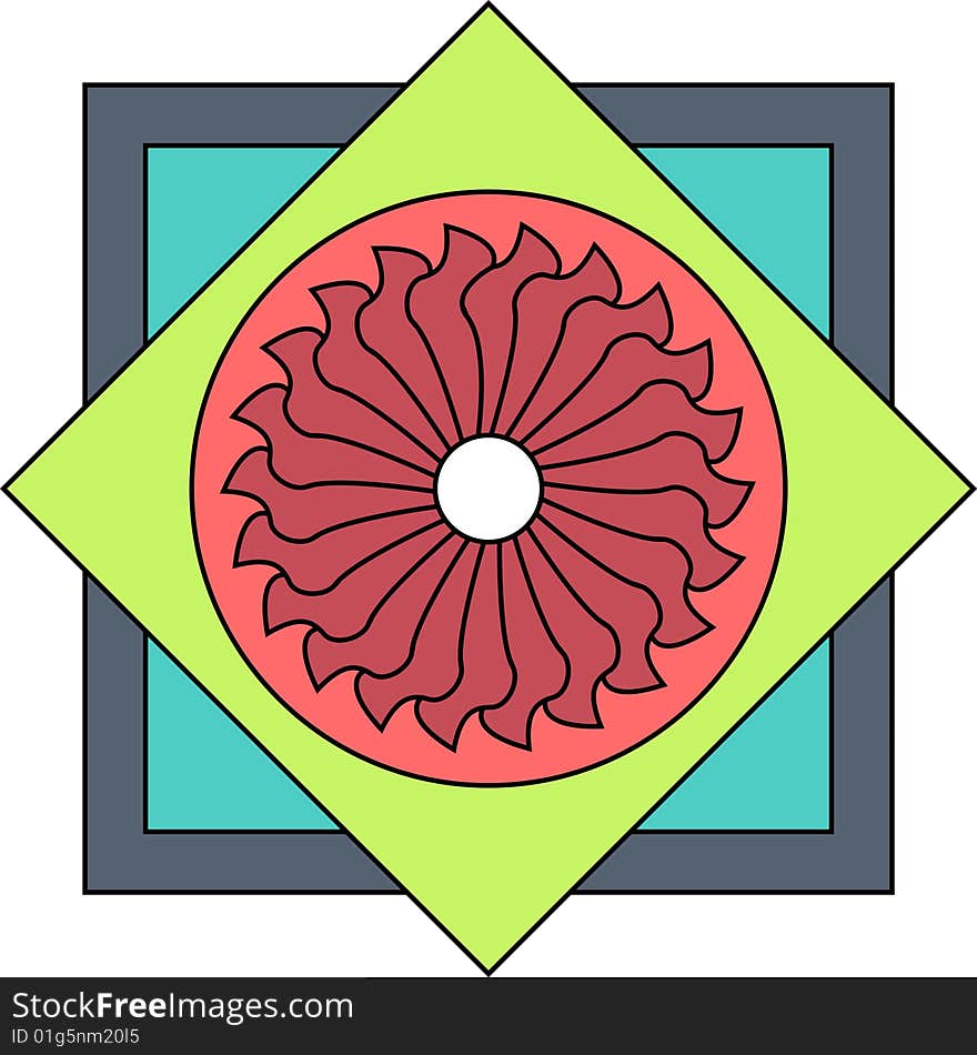 Vector multicolored floral stained glass on white background