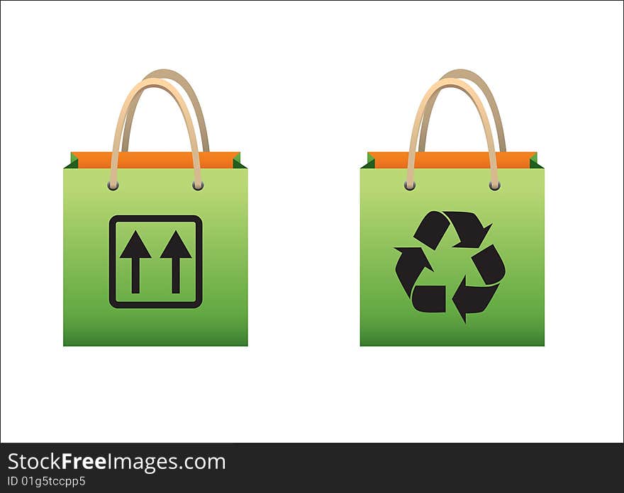 Green bags offers in white background