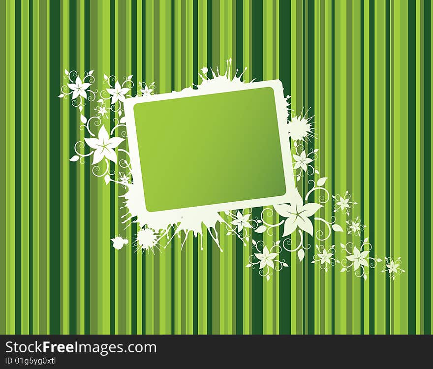 Floral frame with green stripes