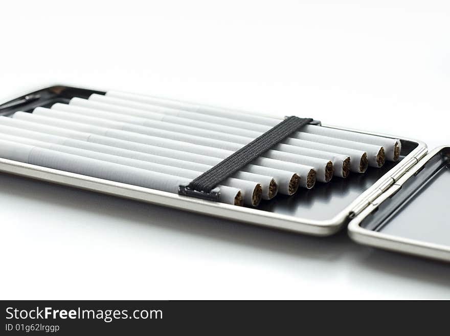 Slim cigarettes in cigarette case