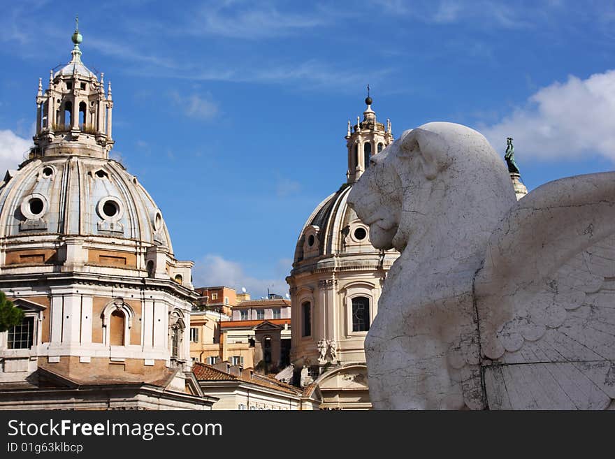 Colorful cityscape of italian capital Rome