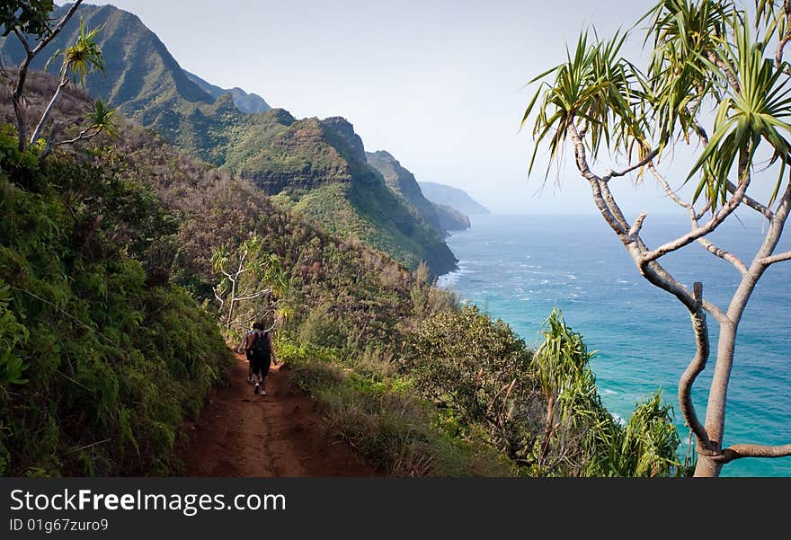 View of Na Palu coast from the Kalalau trail. View of Na Palu coast from the Kalalau trail