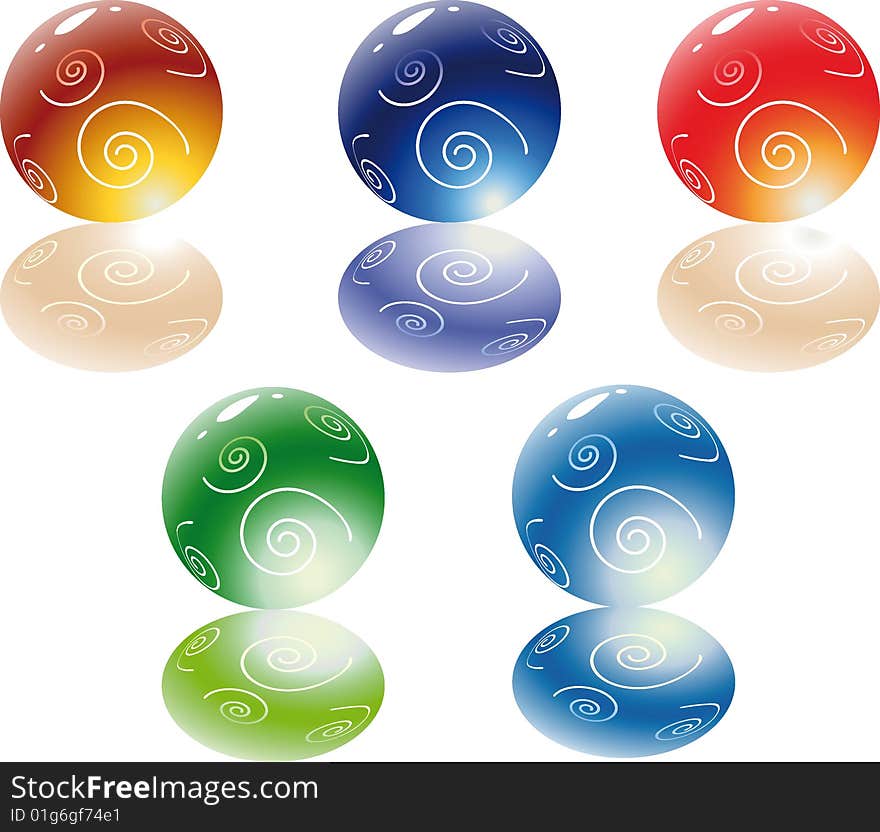 3d Color vector spheres with color shadows. 3d Color vector spheres with color shadows.