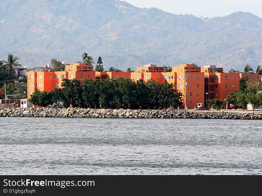 Orange settlement on the Mexician coast in Manzanillo