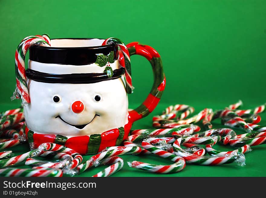 Snowman and candy canes